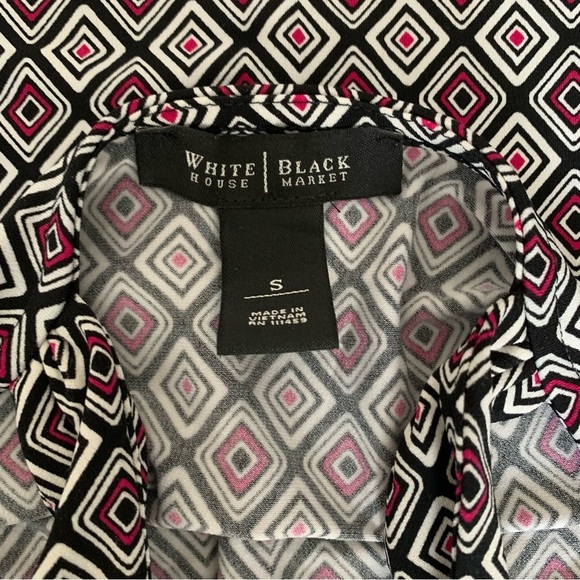 White House Black Market Geometric Print Lace Trimmed Ruched Neck Cami Top Small - Picture 7 of 12